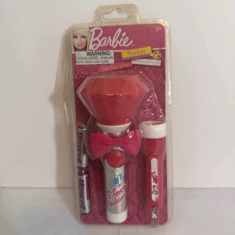 Vintage Barbie Flashlight With Bow and Flashlight Keychain New In Package RARE
